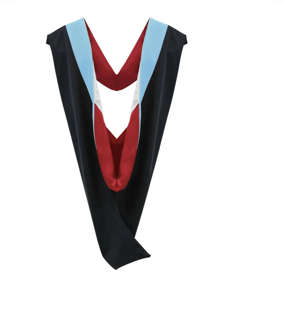 Deluxe Bachelors/Master Hood - Light Blue Velvet, Red & White