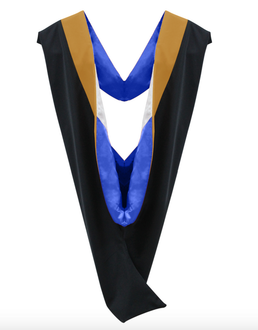 Deluxe Bachelors/Master Hood - Drab Velvet, Royal Blue & White