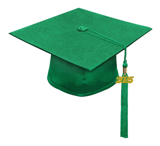 Matte Green Bachelors Degree Cap & Tassel