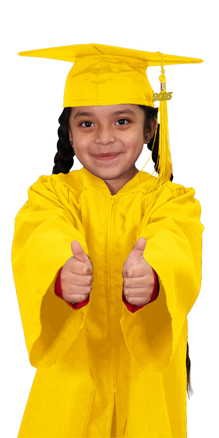 Child Matte Gold Graduation Cap & Gown - Preschool & Kindergarten