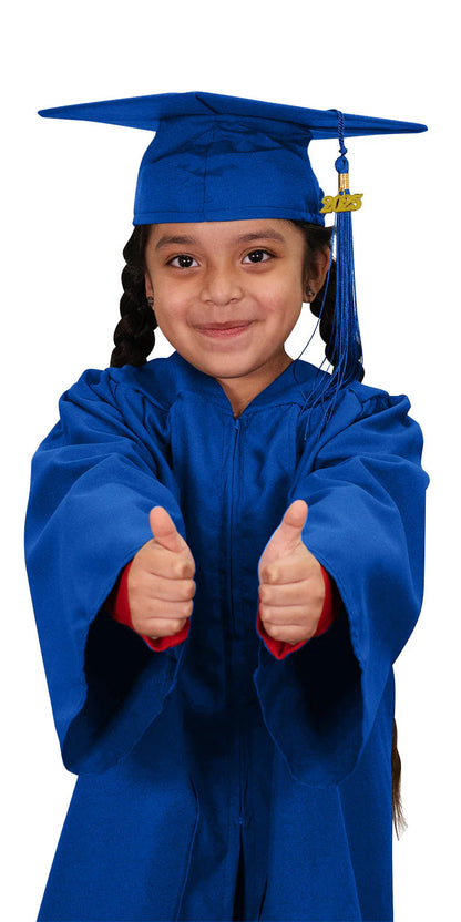 Child Matte Royal Blue Graduation Cap & Gown - Preschool & Kindergarten