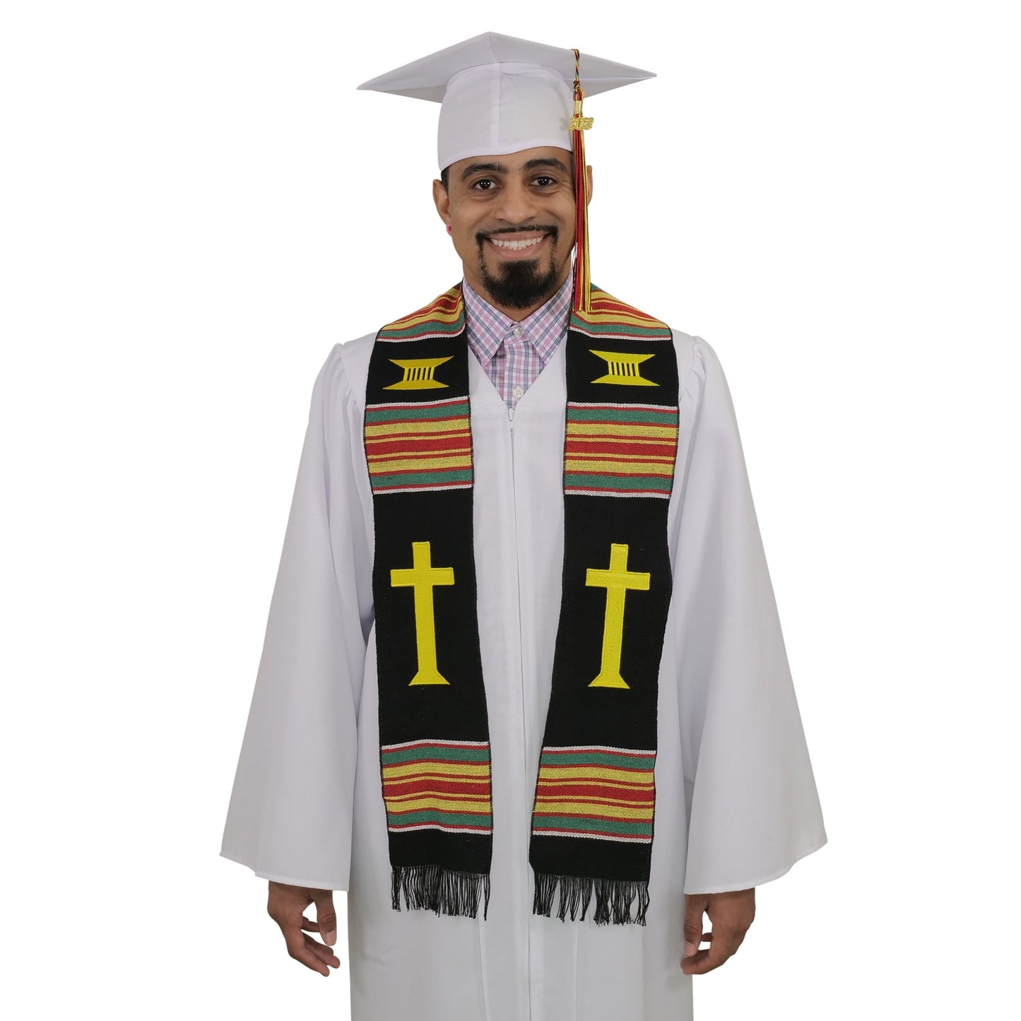 Christian Cross (Ushers and Clergy) Kente Graduation Sash/Stole