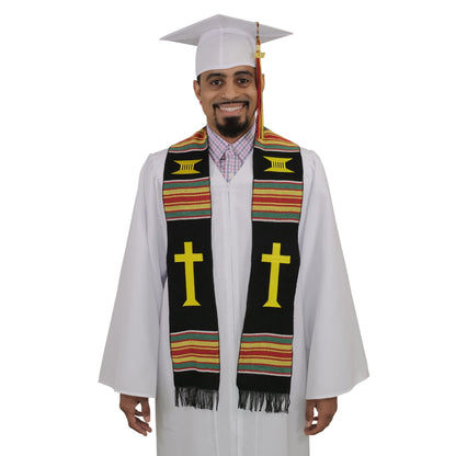 Christian Cross (Ushers and Clergy) Kente Graduation Sash/Stole