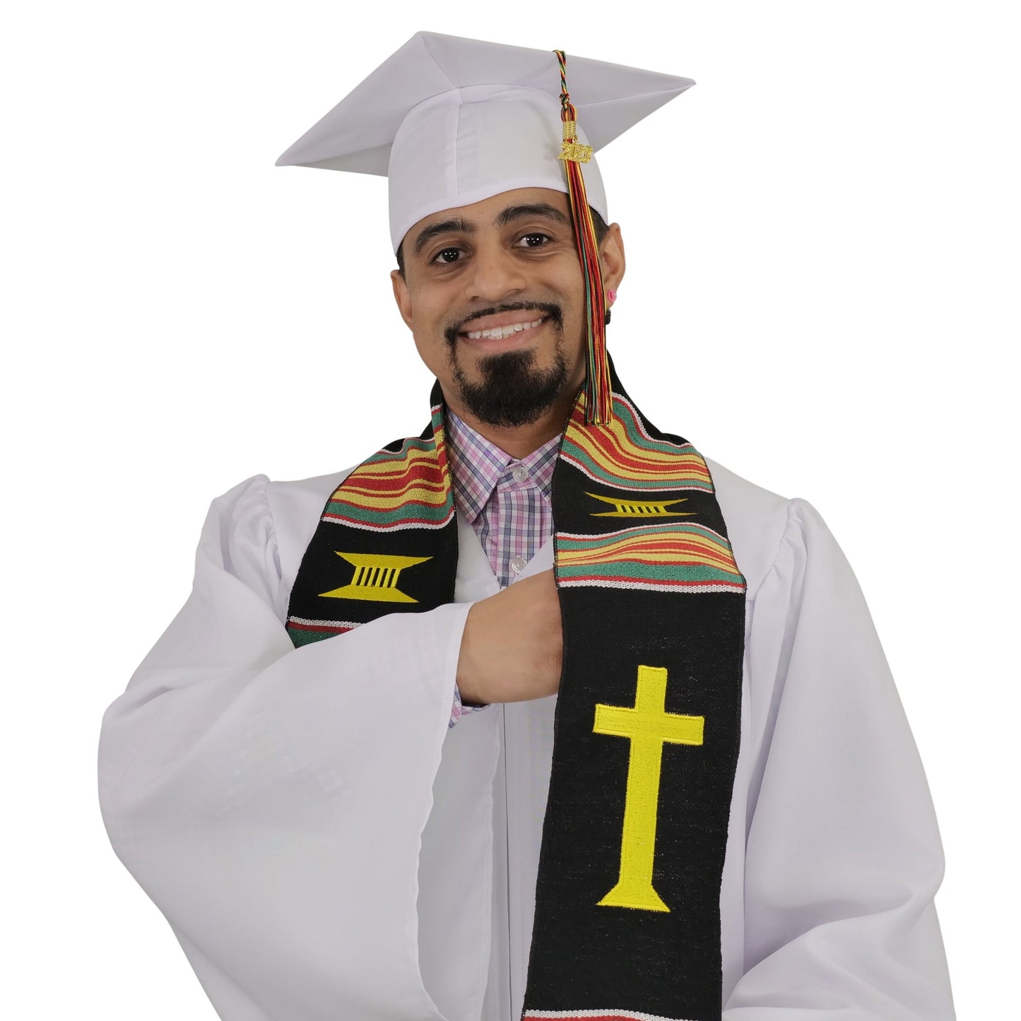 Christian Cross (Ushers and Clergy) Kente Graduation Sash/Stole