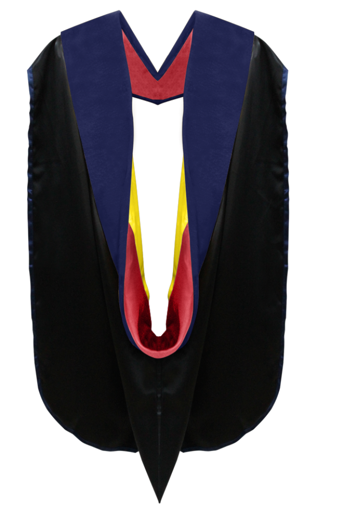 Phd Hood Dark Blue Velvet - Red & Gold