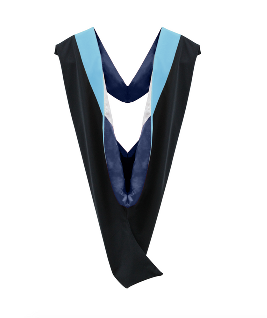 Deluxe Bachelors/Master Hood - Light Blue Velvet, Navy & White