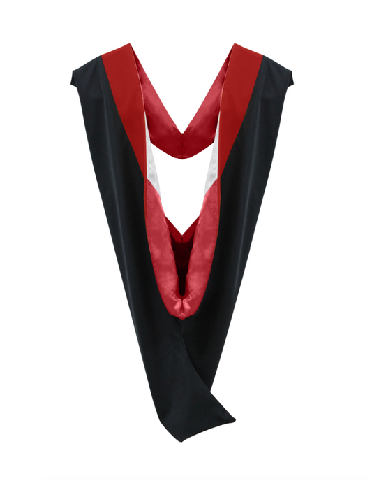 Deluxe Bachelors/Master Hood - Scarlet Velvet, Red & White