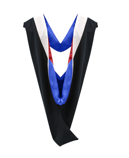 Deluxe Bachelors/Master Hood - White Velvet, Royal Blue & Red