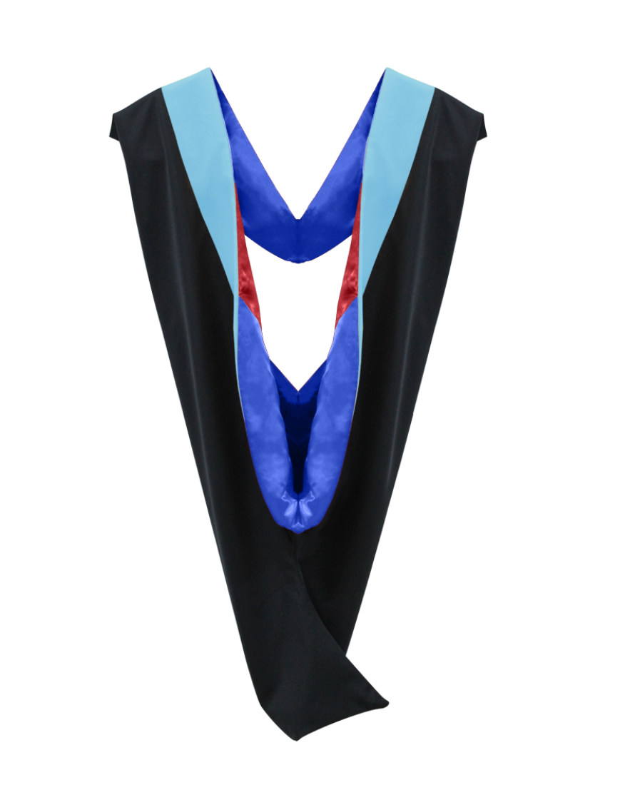 Deluxe Bachelors/Master Hood - Light Blue Velvet, Royal Blue & Red