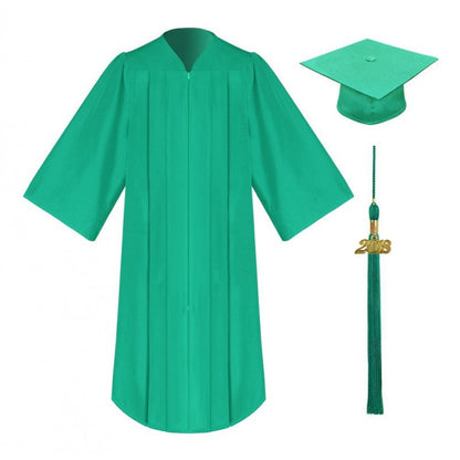 Matte Emerald Green Middle School Cap, Gown & Tassel