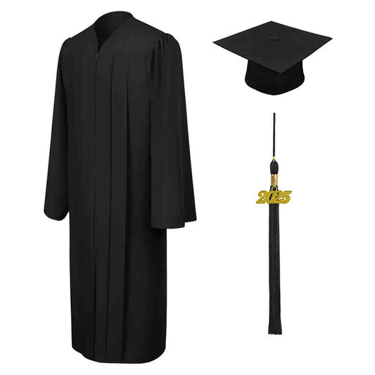 Matte Black Middle School Cap, Gown & Tassel