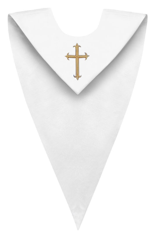 White V-Neck Choir Stole - Churchings