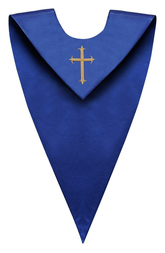 Royal Blue V-Neck Choir Stole - Churchings