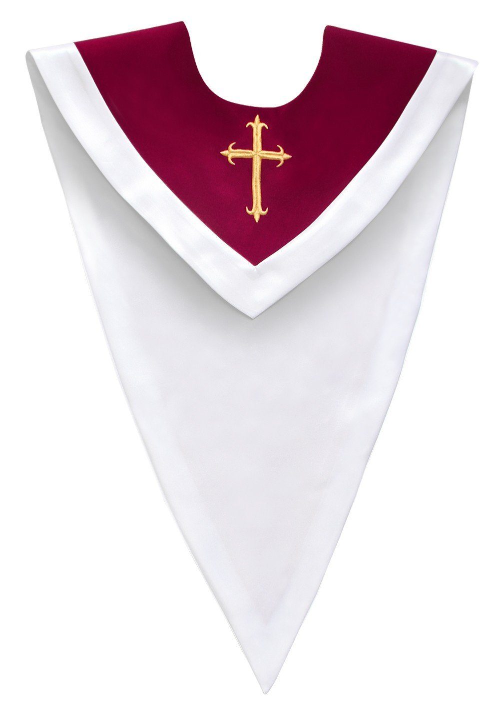 Maroon/White V-Neck Choir Stole - Churchings