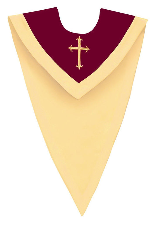 Maroon/Gold V-Neck Choir Stole - Churchings