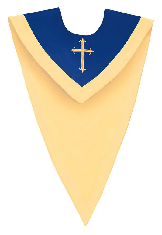 Royal Blue/Gold V-Neck Choir Stole - Churchings