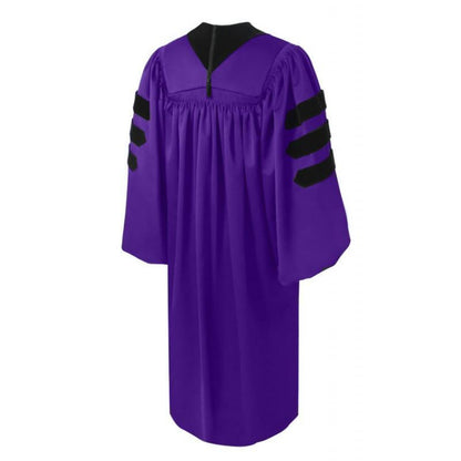 Deluxe Purple Doctoral Gown - Graduation Cap and Gown