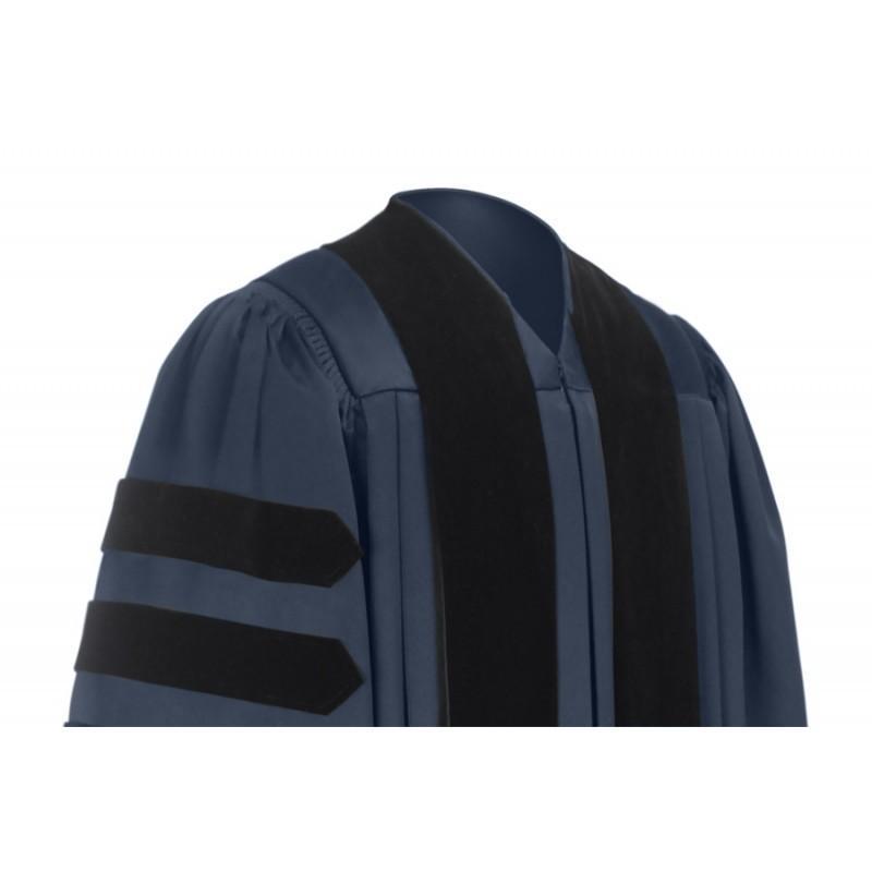 Deluxe Navy Blue Doctoral Gown - Graduation Cap and Gown