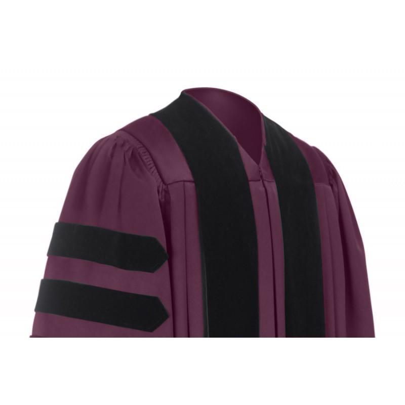 Deluxe Maroon Doctoral Gown - Graduation Cap and Gown