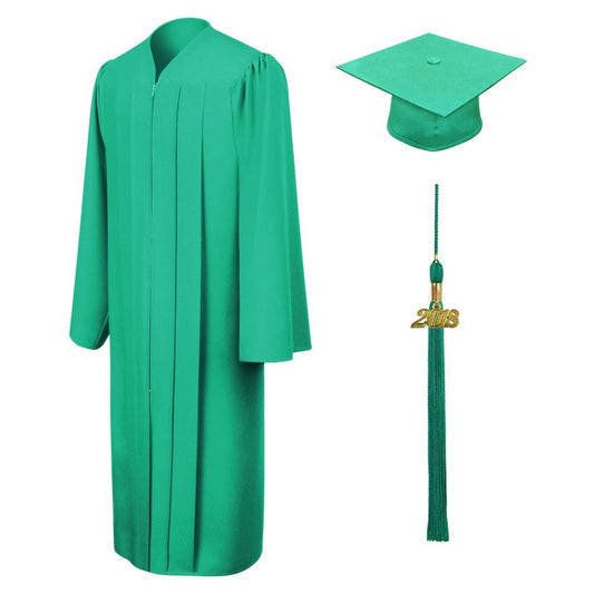 Matte Emerald Green Middle School Cap, Gown & Tassel