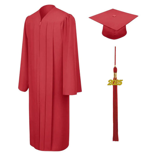 Matte Red High School Cap & Gown